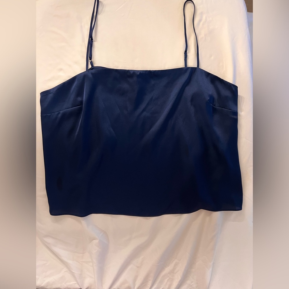 Express Blue Satin Square Neck Cami NWT
